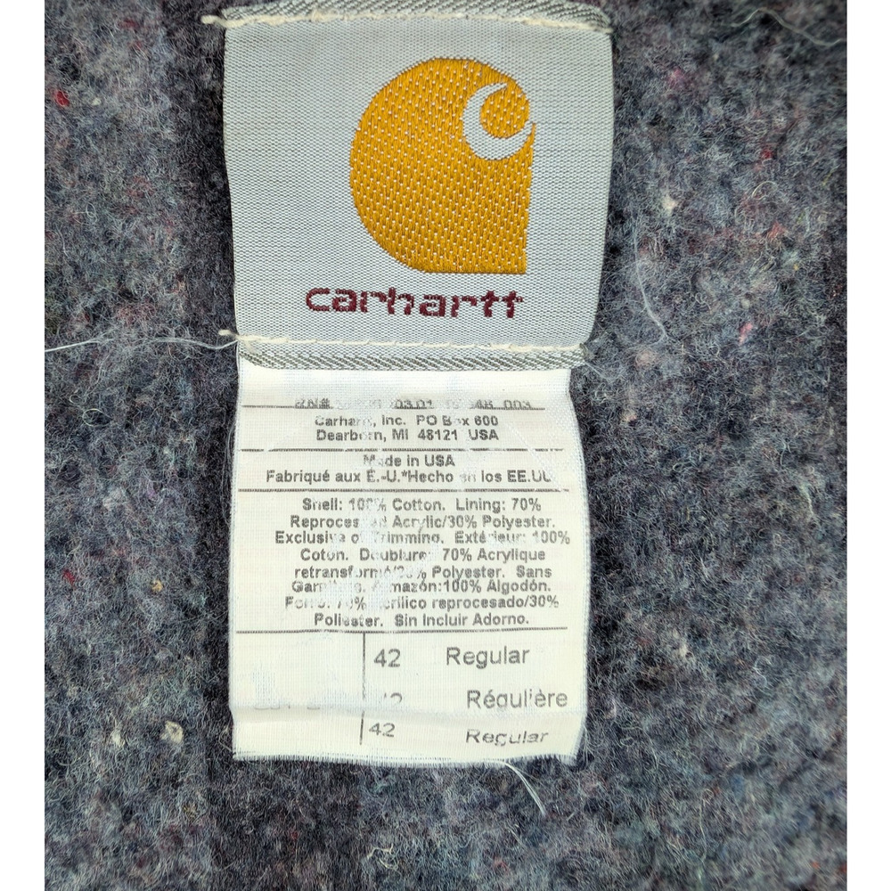 Carhartt Duck Canvas Jacket Mens 42 C01 Blanket Lined Work Wear Utility USA - Picture 7 of 7